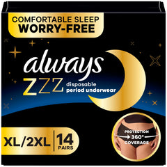 Always ZZZ empaque frontal mostrando marca y cantidad, comodidad visible