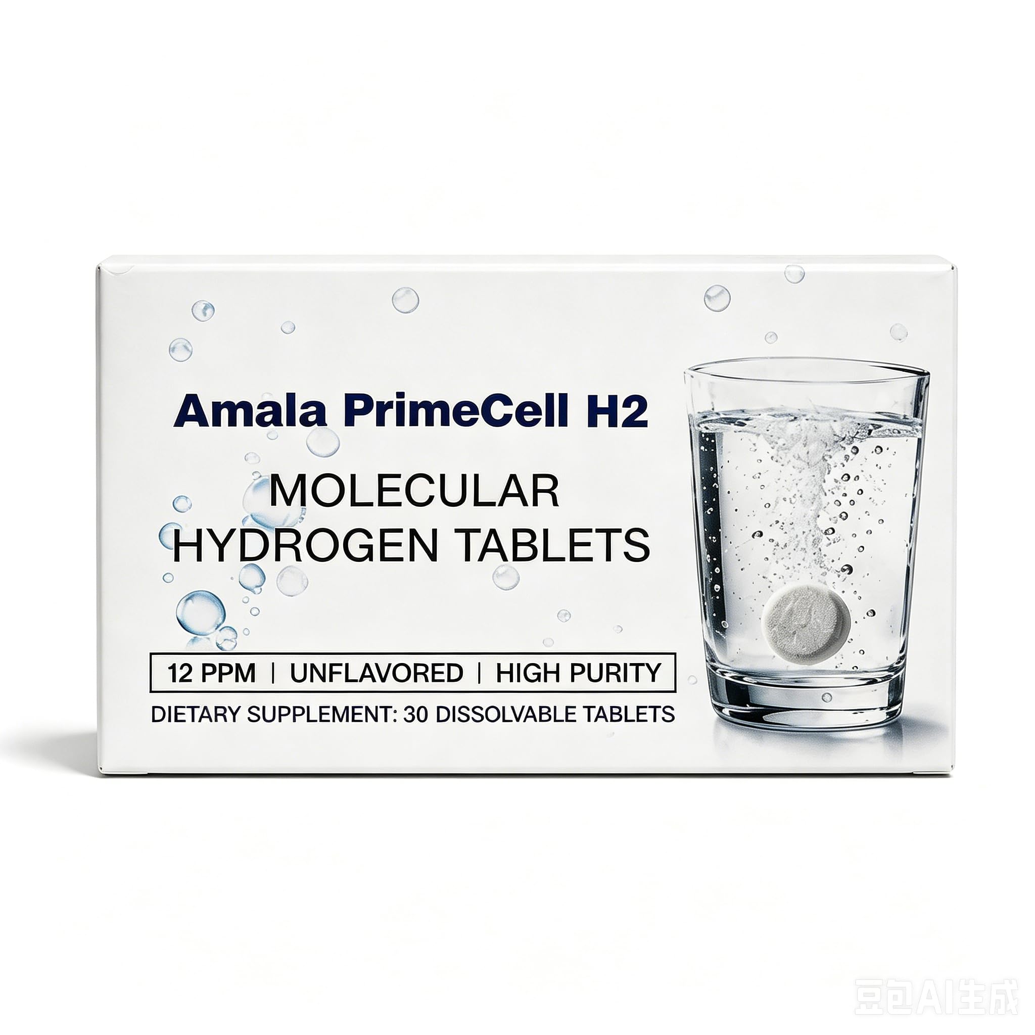 Amala PrimeCell H2 envase frontal muestra 30 tabletas y conveniencia inmediata