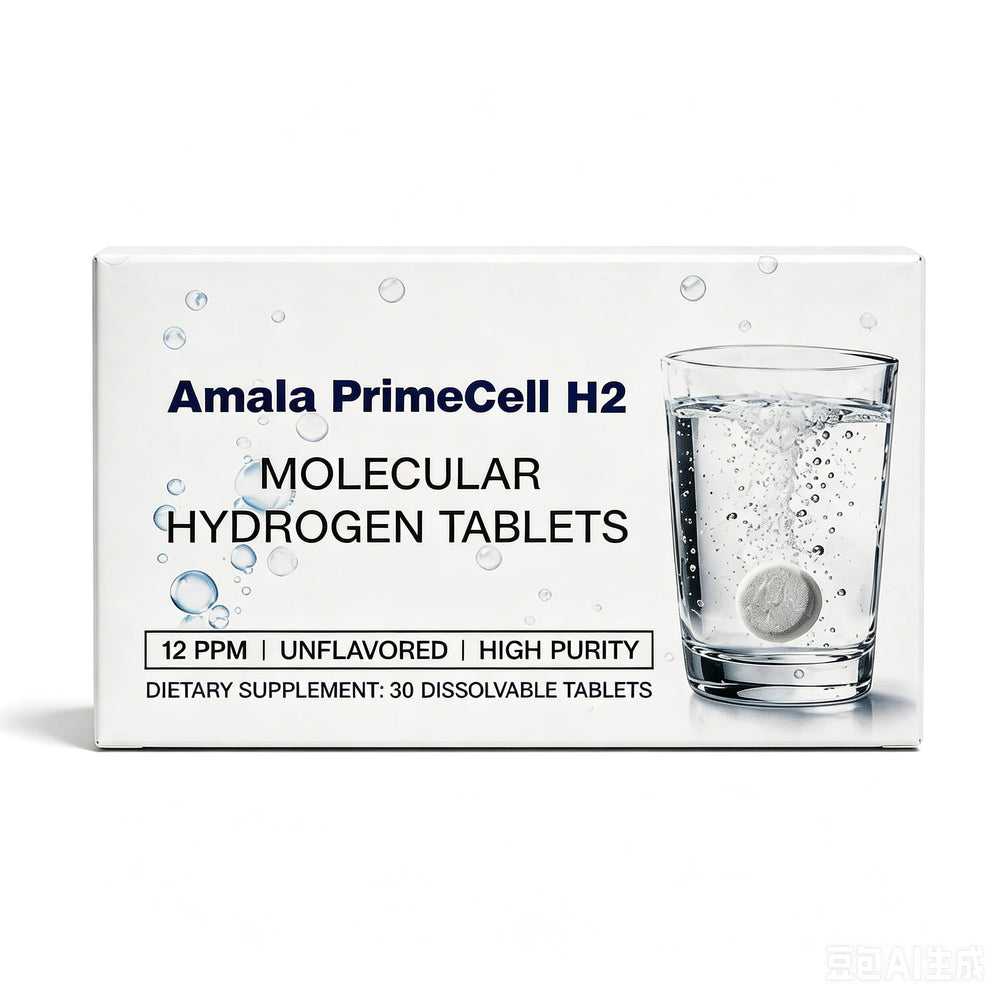 Amala PrimeCell H2 envase frontal muestra 30 tabletas y conveniencia inmediata