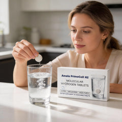Uso en oficina de Amala PrimeCell H2 para hidratación rápida y sin accesorios