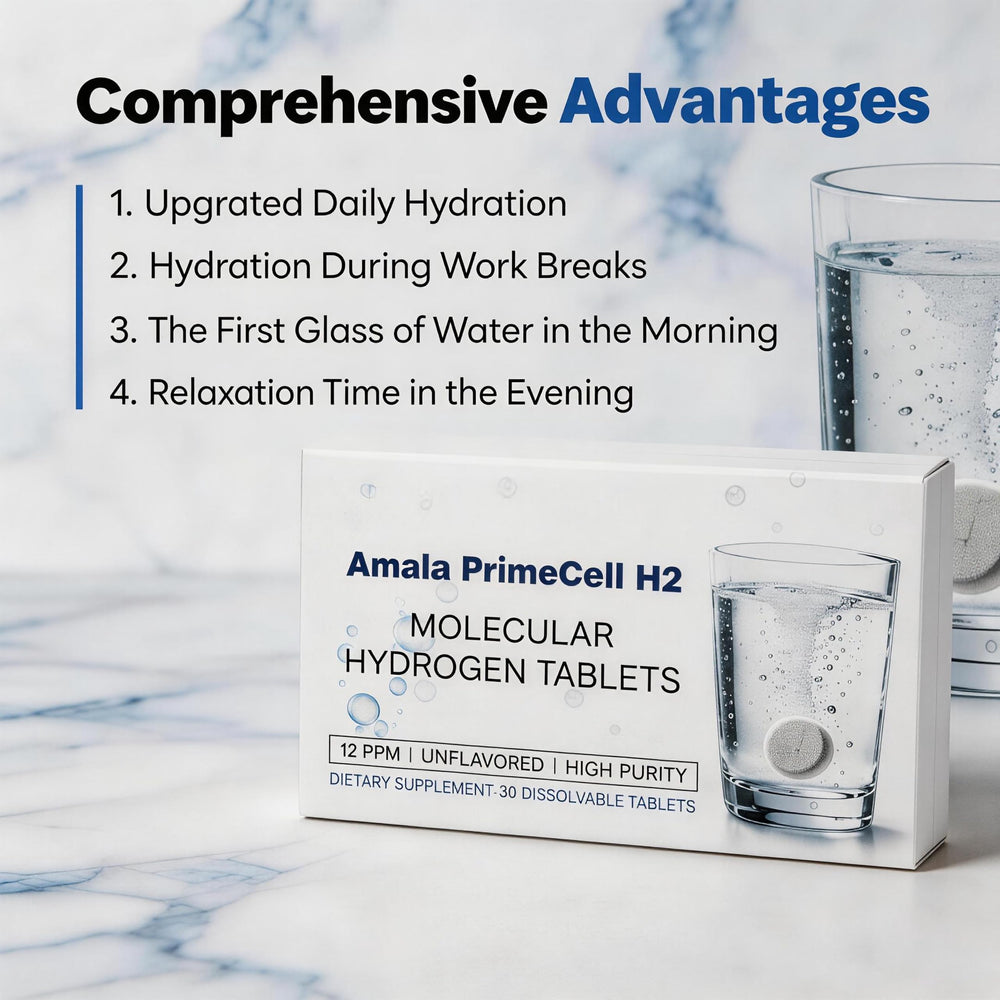 Etiqueta Amala PrimeCell H2 con información de 12 ppm y composición clara