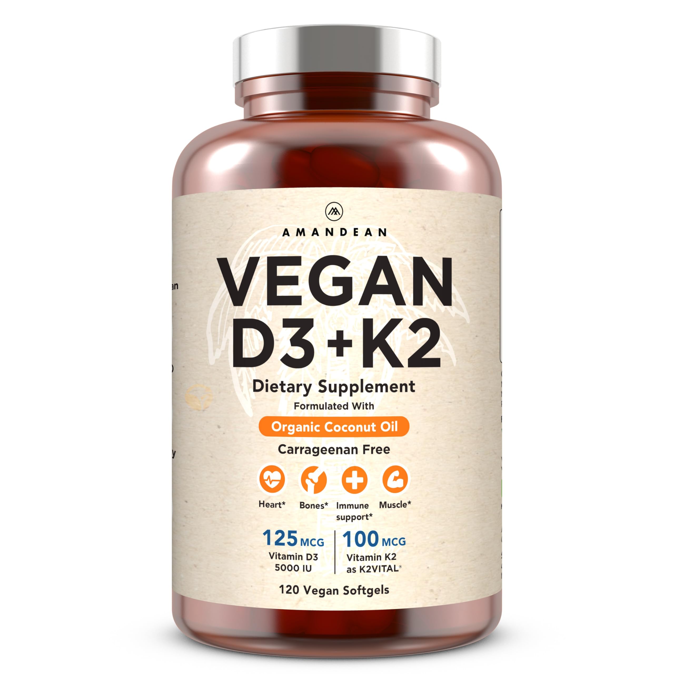 AMANDEAN frente del empaque mostrando beneficios y formato vegano
