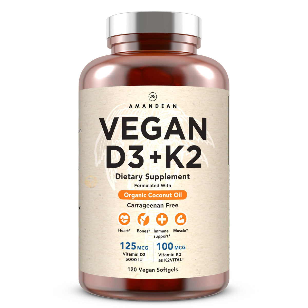 AMANDEAN frente del empaque mostrando beneficios y formato vegano