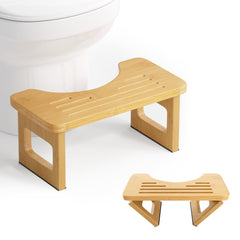 AmazerBath vista frontal del taburete de bambú, estética y resistencia
