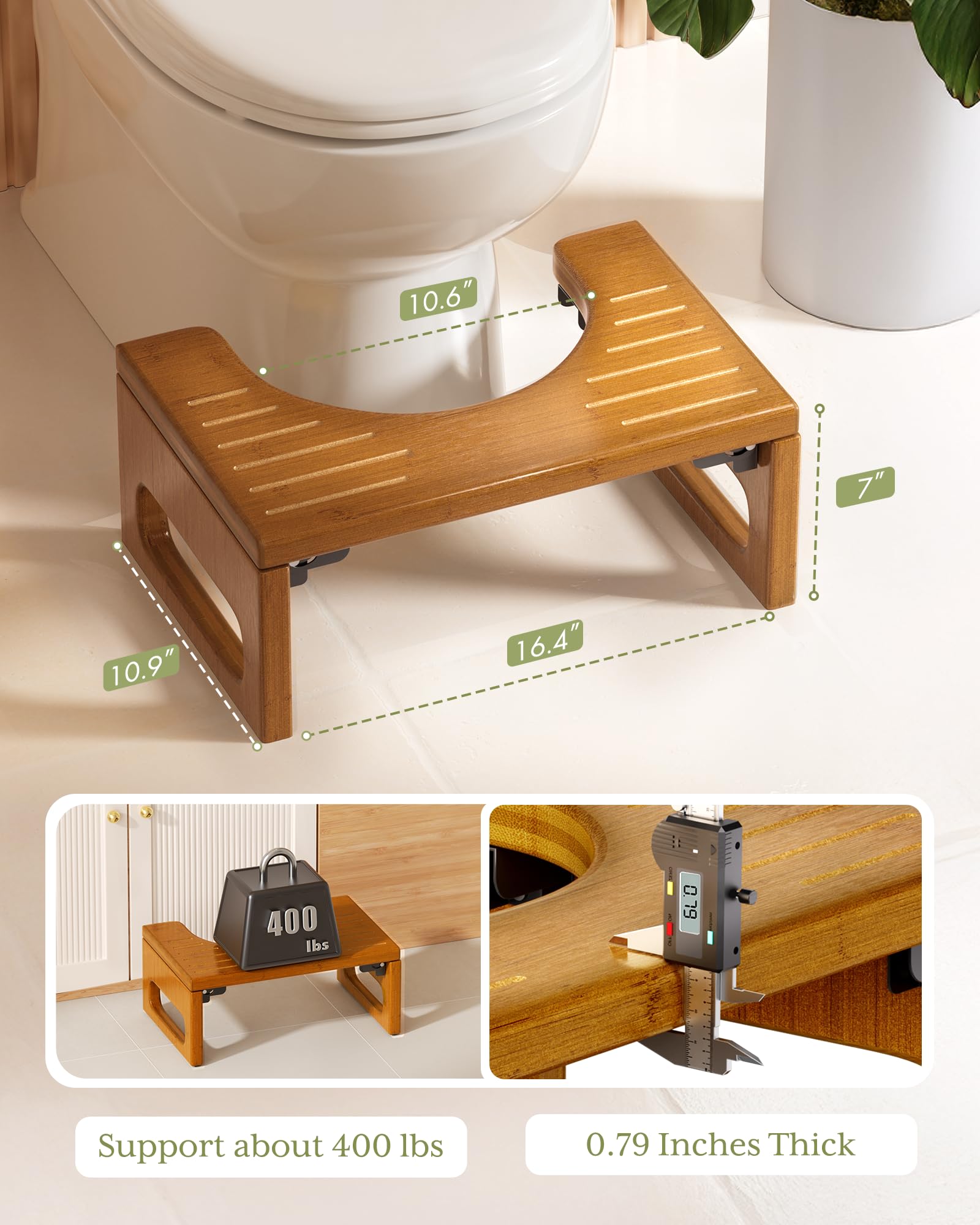 AmazerBath primer plano de la textura y grosor del bambú, mayor durabilidad