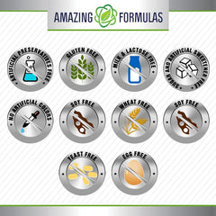 Amazing Nutrition frasco abierto que revela 240 softgels listos para uso
