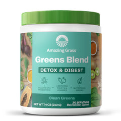 Amazing Grass envase frontal mostrando certificaciones y beneficios