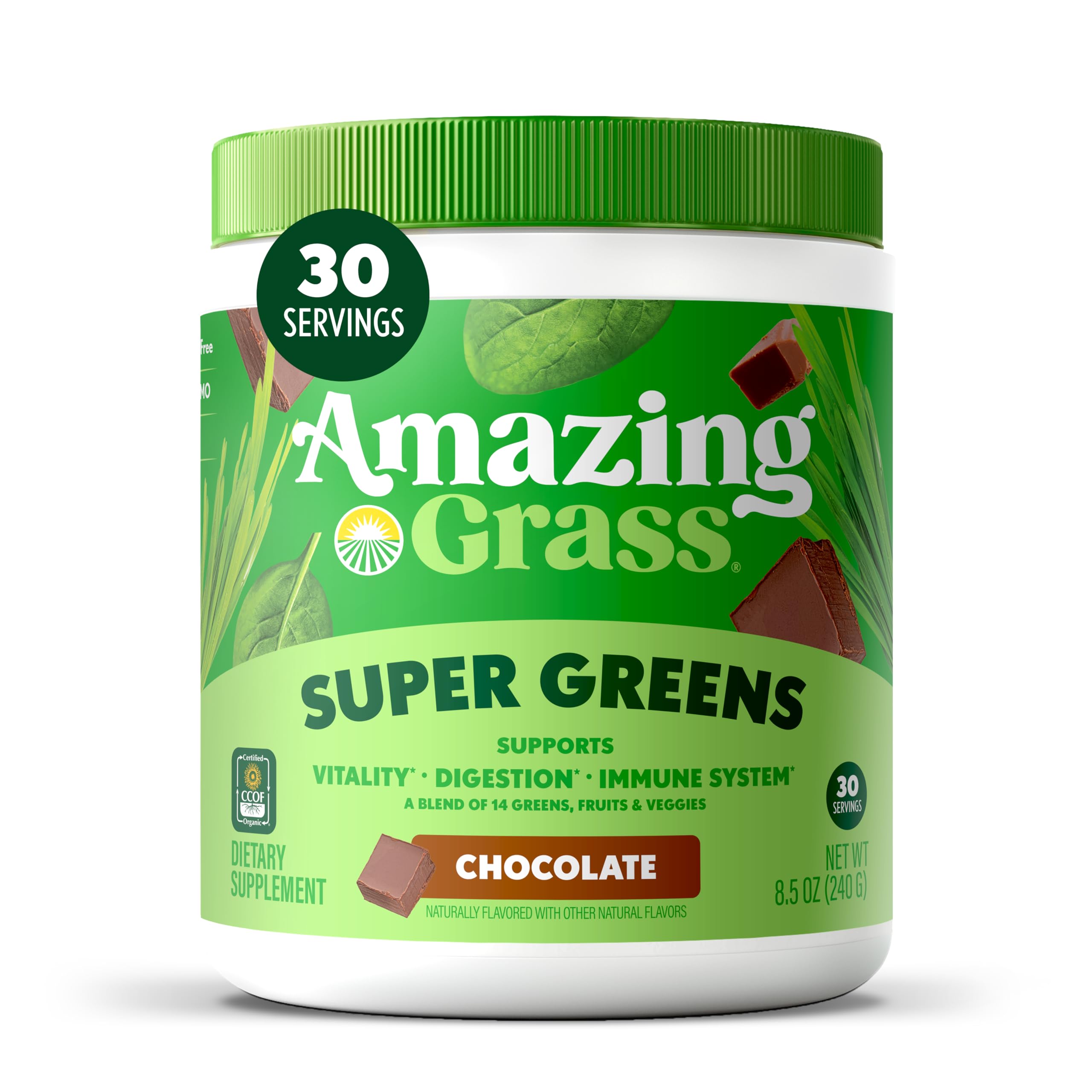 Amazing Grass envase frontal mostrando identidad y conveniencia