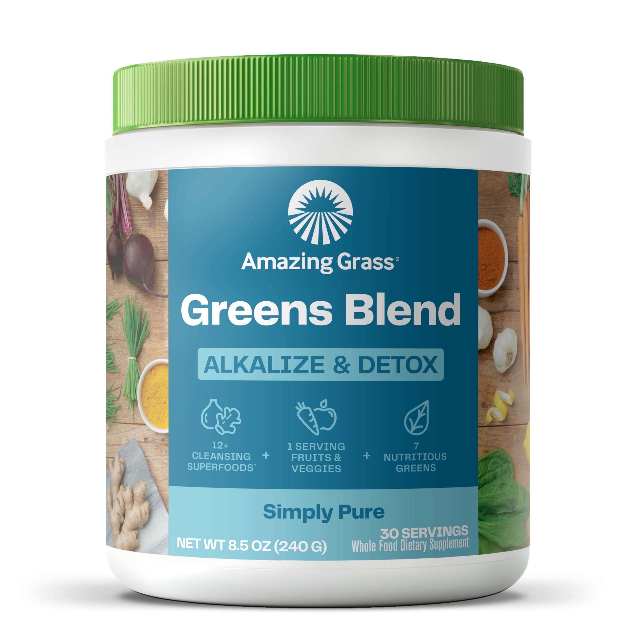 Amazing Grass envase frontal mostrando etiqueta y beneficios claros