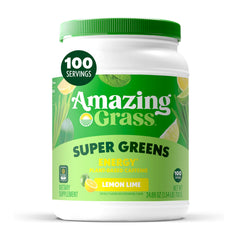 Amazing Grass envase frontal mostrando 100 raciones y beneficios