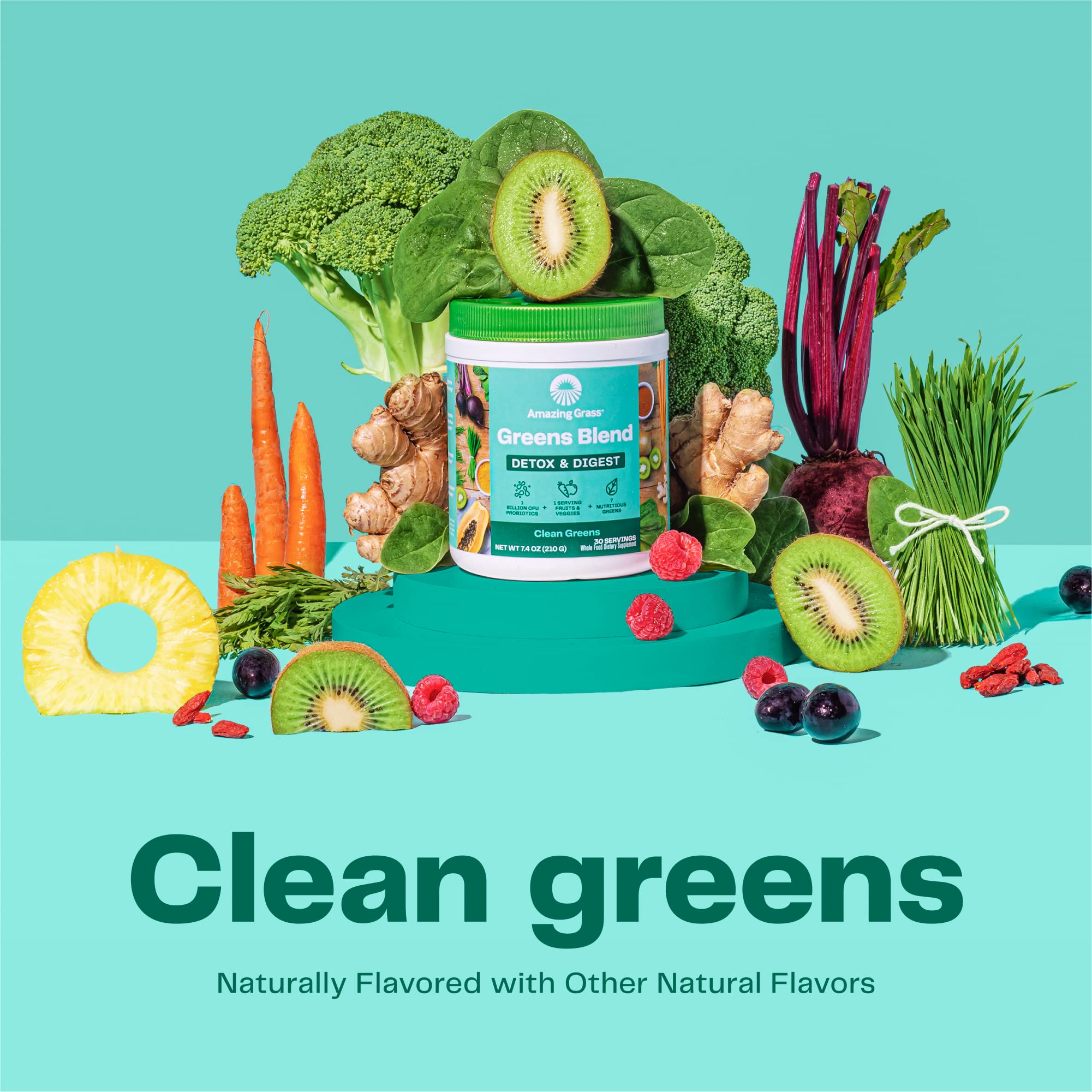 Amazing Grass etiqueta con ingredientes detallados y certificaciones orgánicas