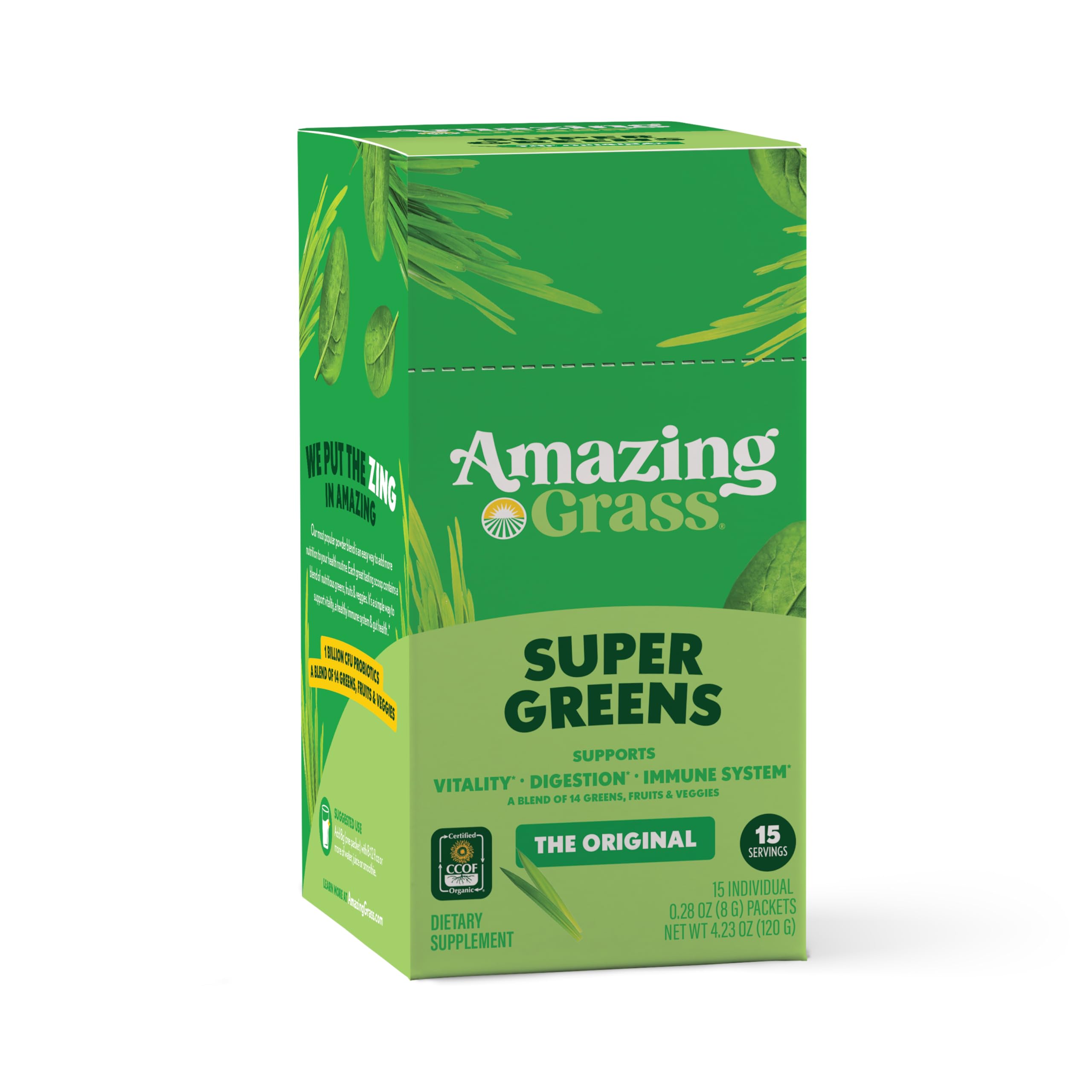 Amazing Grass ingredientes orgánicos visuales desde la granja, confianza
