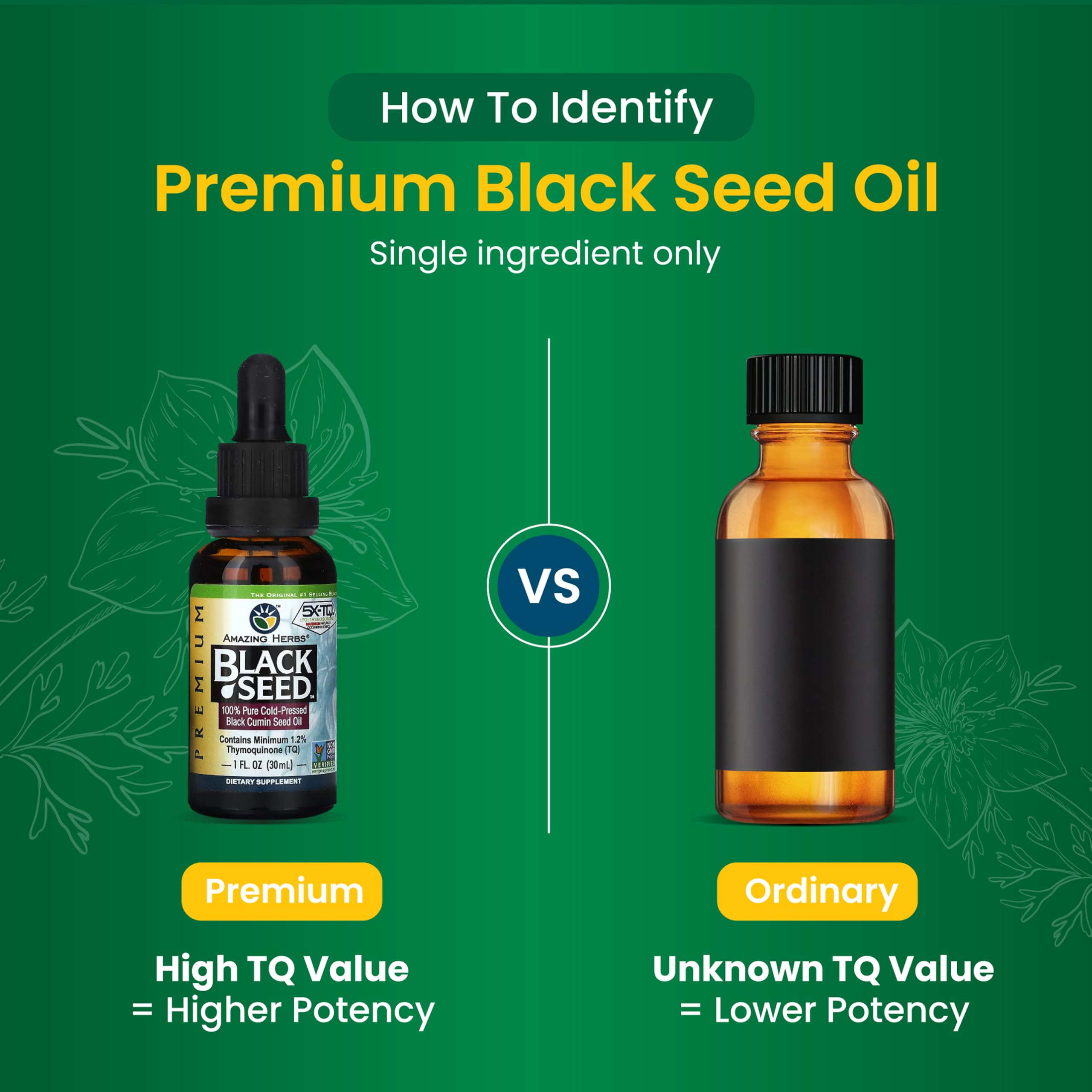 Amazing Herbs botella junto a una regla para comparar tamaño de 1 fl oz