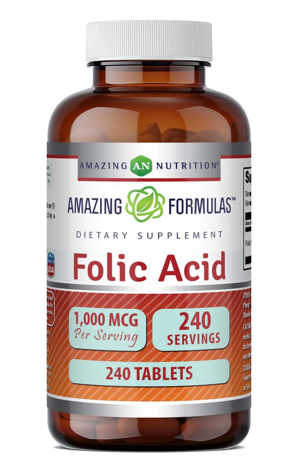 Amazing Nutrition envase frontal mostrando 240 tabletas y beneficio de duración