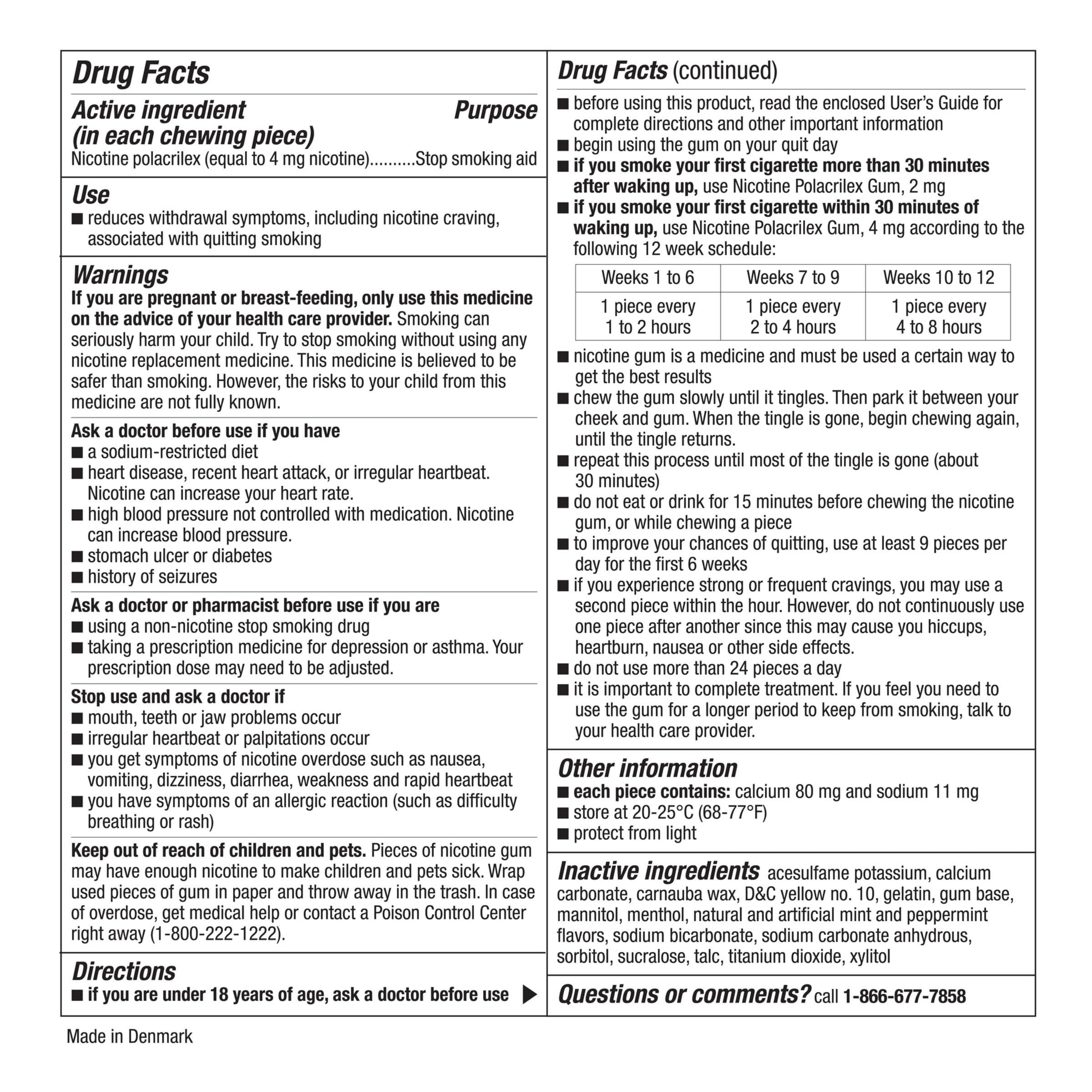 Amazon Basic Care etiqueta de ingredientes y nicotina polacrilex, transparencia en composición