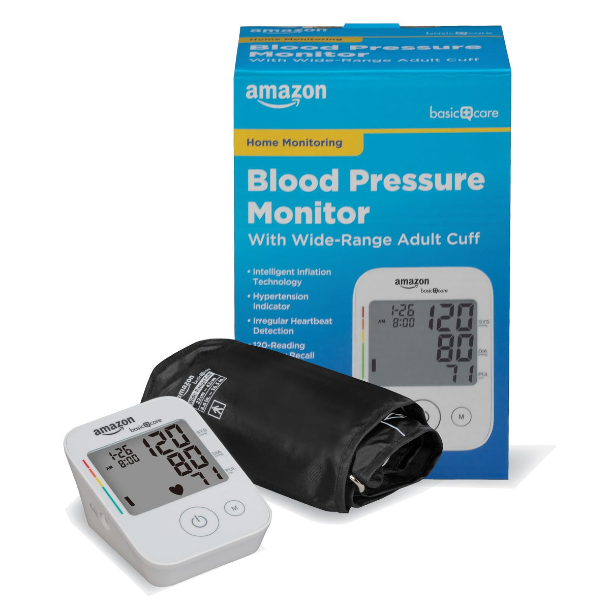 Amazon Basic Care monitor frontal con pantalla grande y botones claros para uso fácil