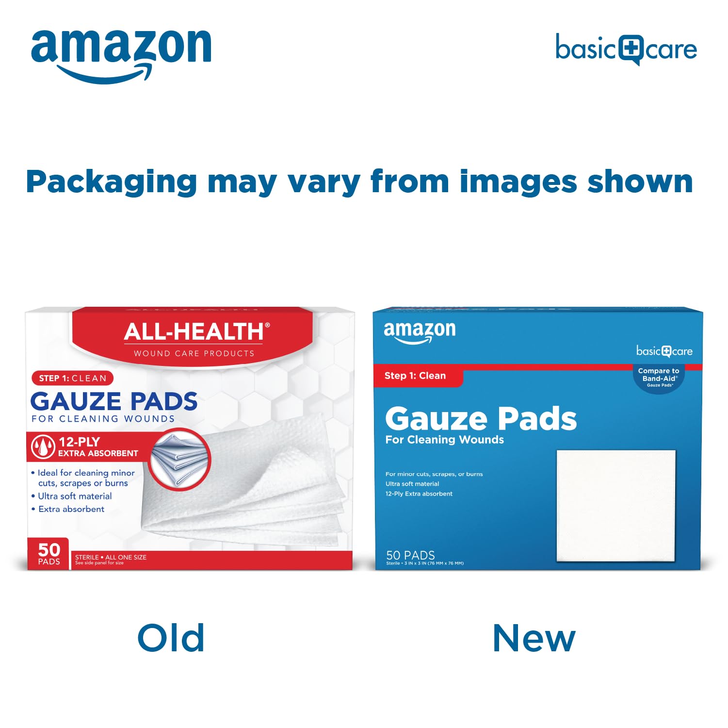 Amazon Basic Care close-up de 12 capas que ilustra absorción alta y resistencia en curas