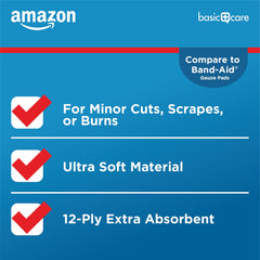 Amazon Basic Care gasa en uso limpiando un corte, absorción rápida y manejo sencillo