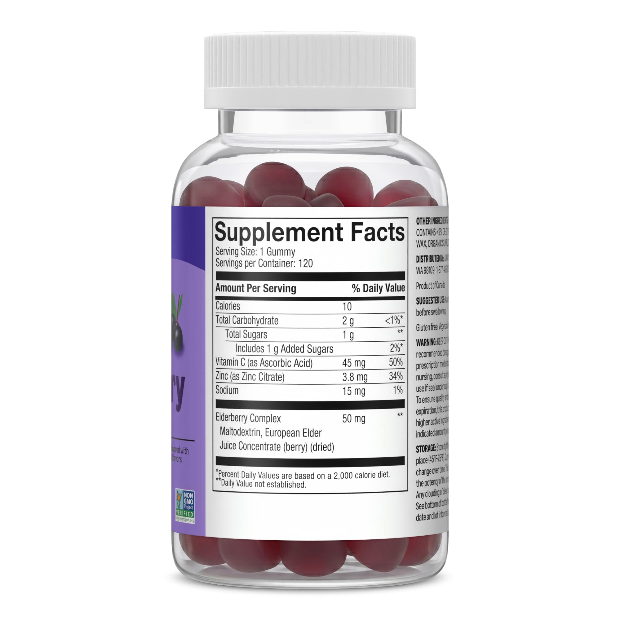 Amazon Basics etiqueta nutricional legible mostrando ingredientes y advertencias