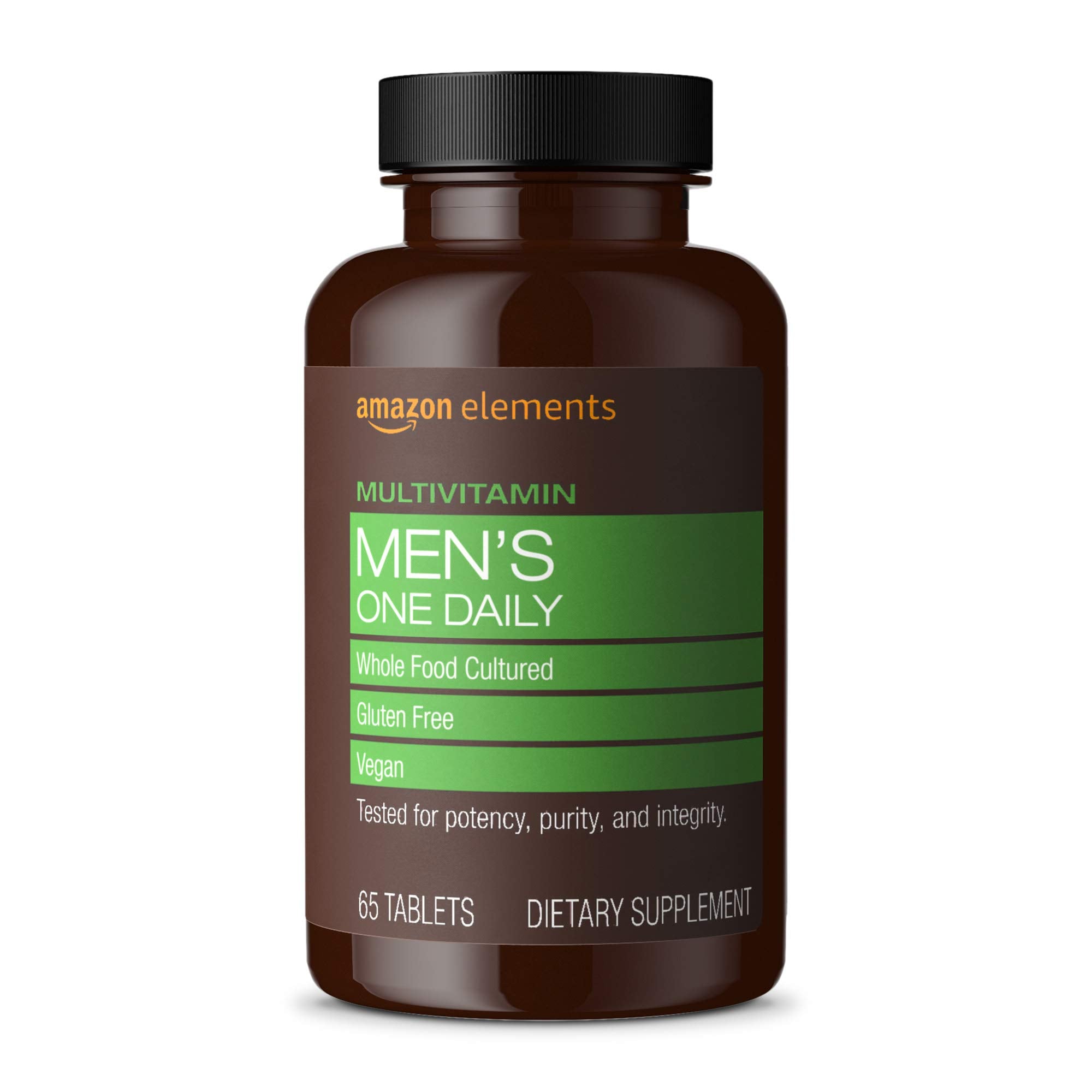Amazon Basics frasco frontal mostrando etiqueta clara y beneficios