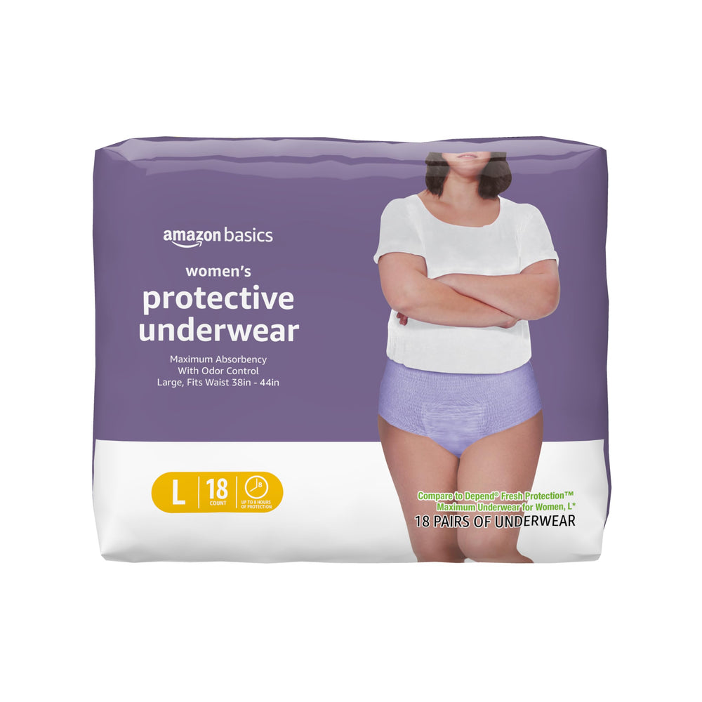 Amazon Basics empaque frontal 18 unidades mostrando la cantidad y beneficio de protección