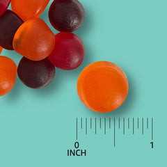 Amazon Basics colección de gominolas en colores representando melocotón, fresa y frutos rojos