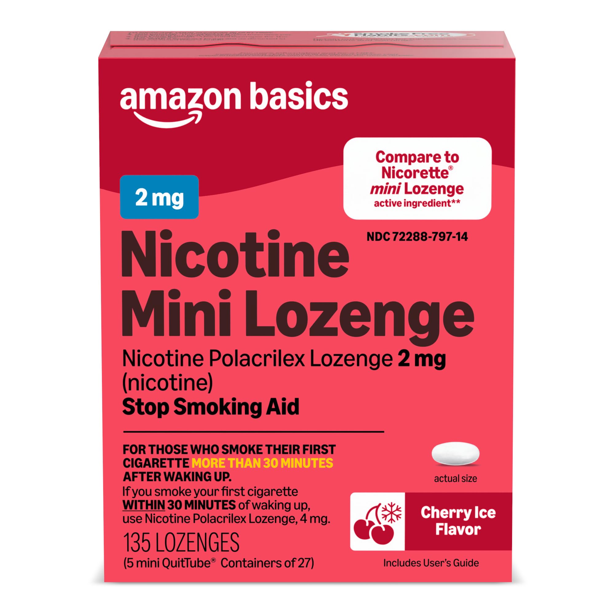 Amazon Basics presentación frontal mostrando 135 pastillas y beneficio de suministro prolongado