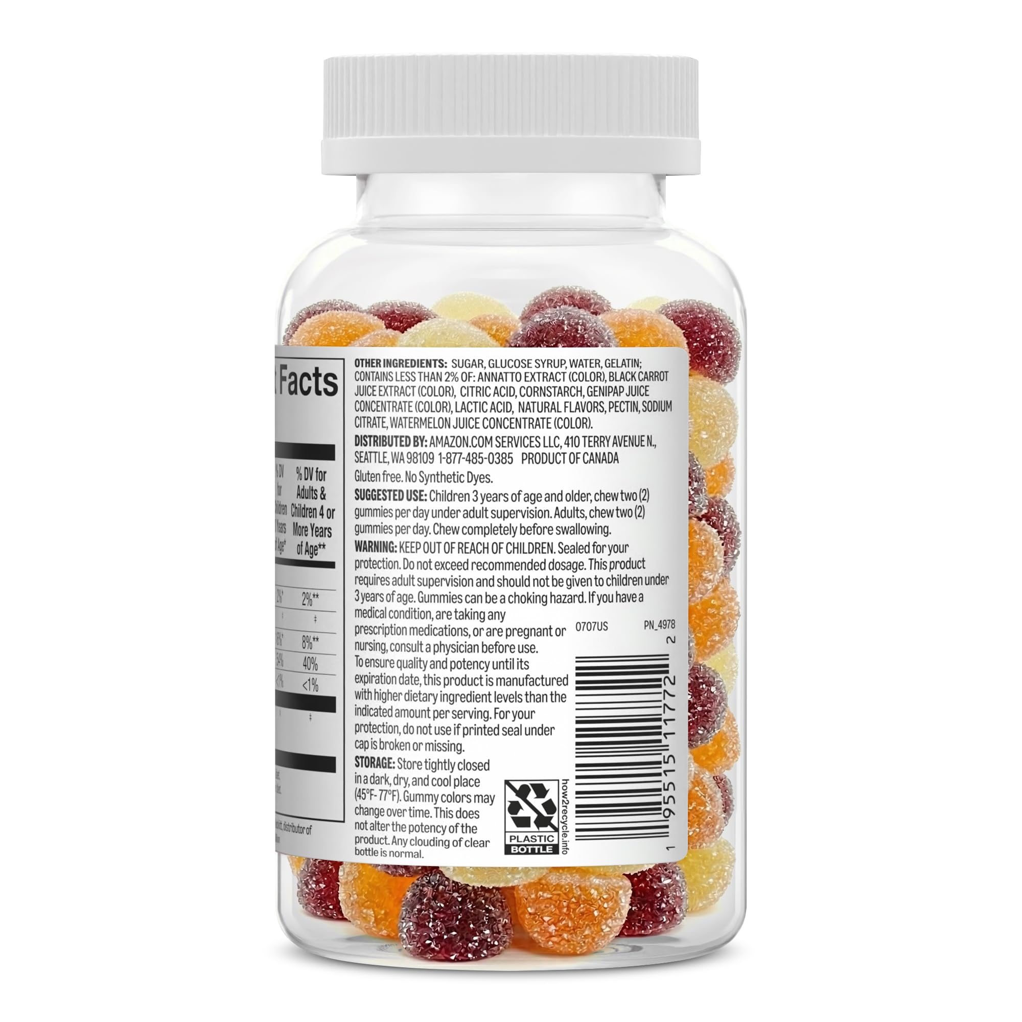 Amazon Basics parte trasera del envase con información nutricional clara
