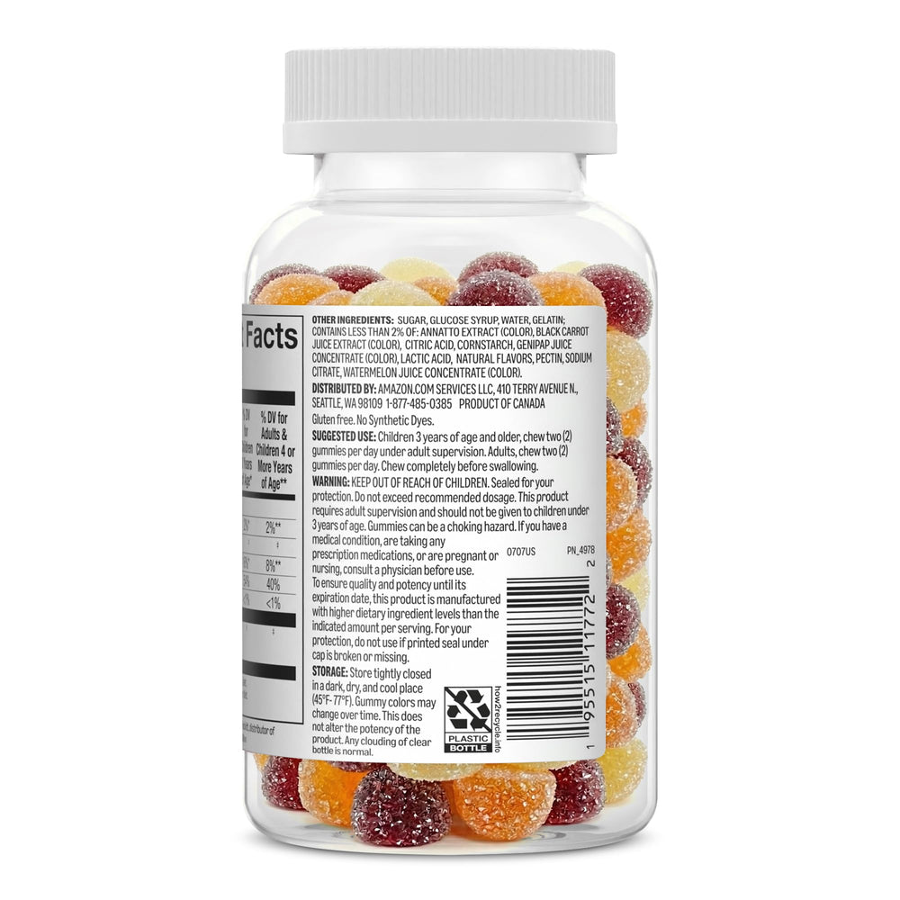 Amazon Basics parte trasera del envase con información nutricional clara