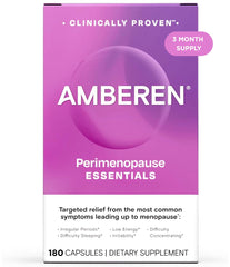 Amberen perimenopause frontal mostrando el envase y alivio multisíntoma