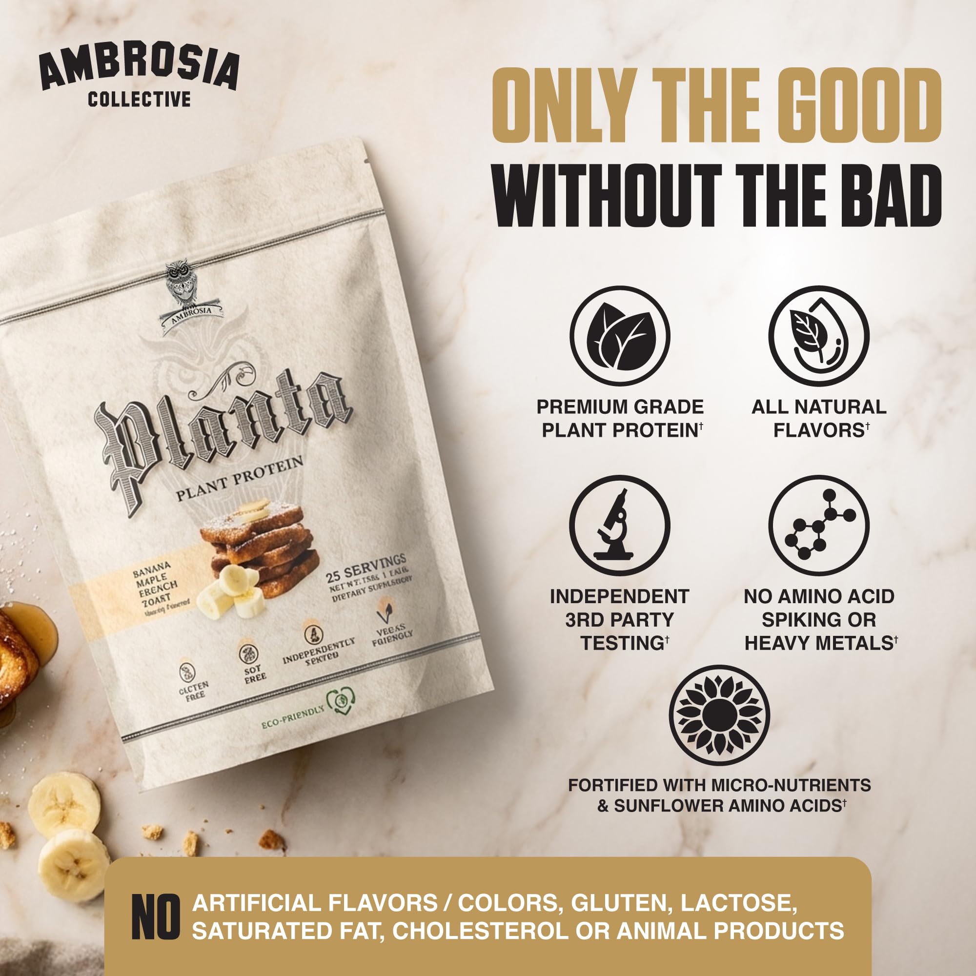 Ambrosia comparación de tamaño del envase para mostrar 25 raciones y portabilidad