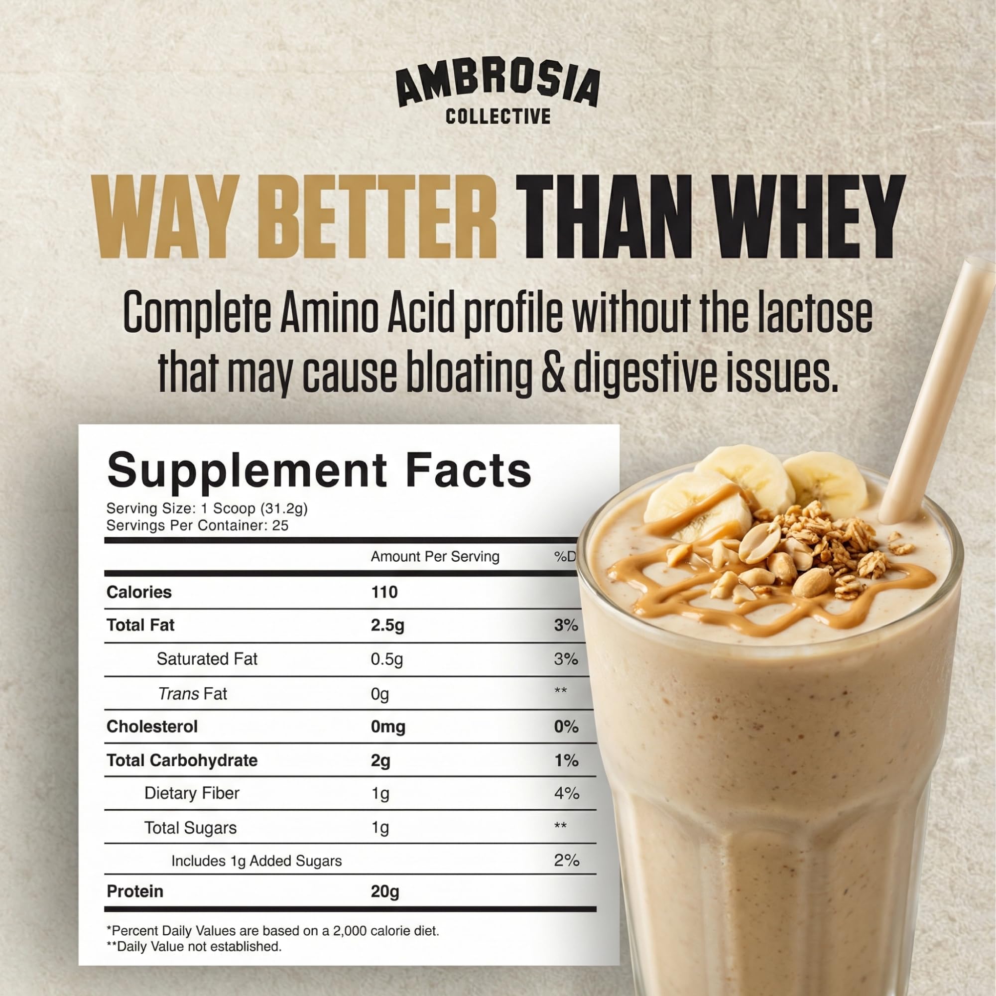Ambrosia primer plano textura del polvo fácil de mezclar y sin grumos