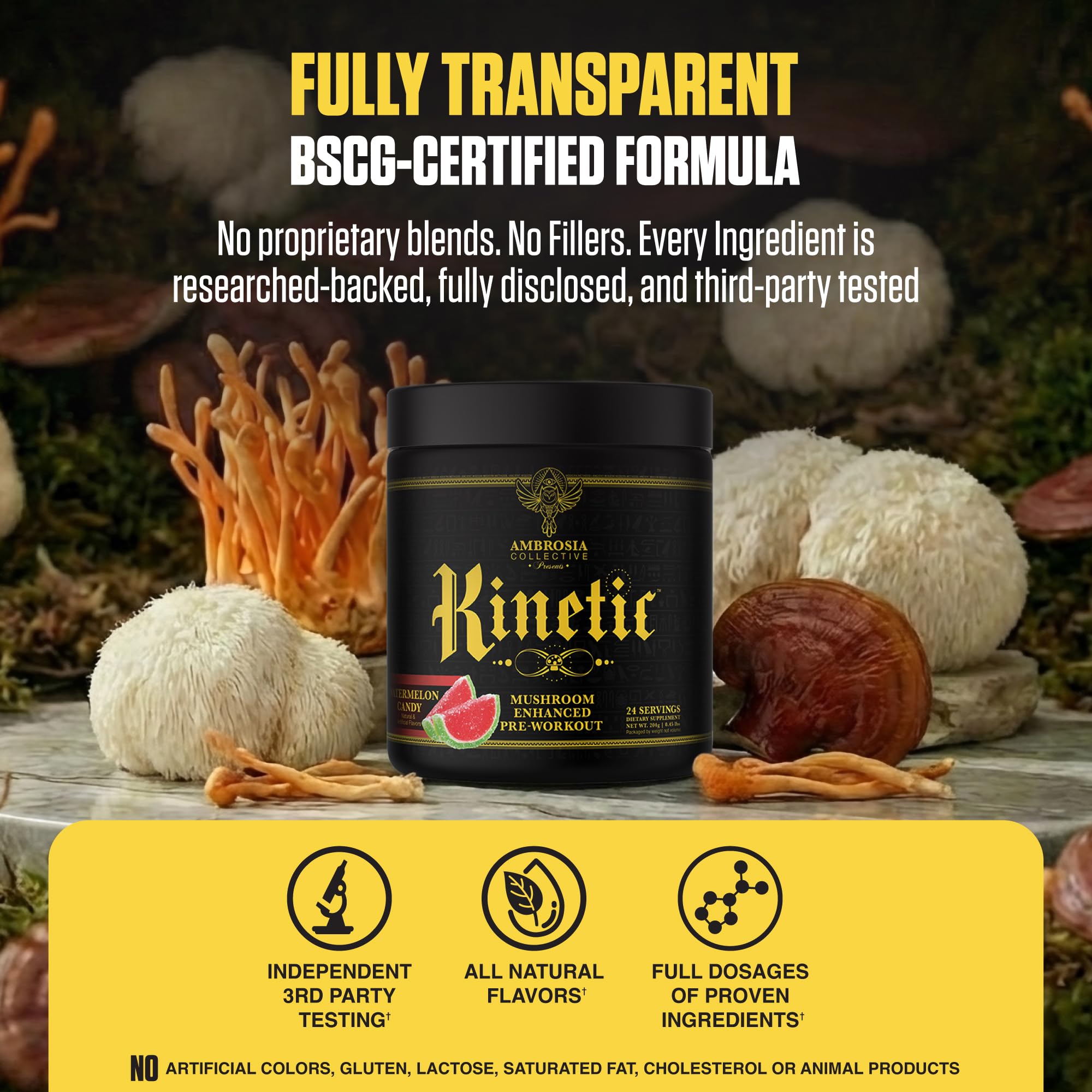 Ambrosia Kinetic cucharada con 3 g de creatina destacando la dosificación precisa