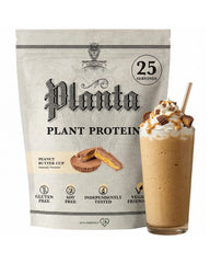 Ambrosia frente del envase mostrando sabor Peanut Butter Cup y beneficio proteico