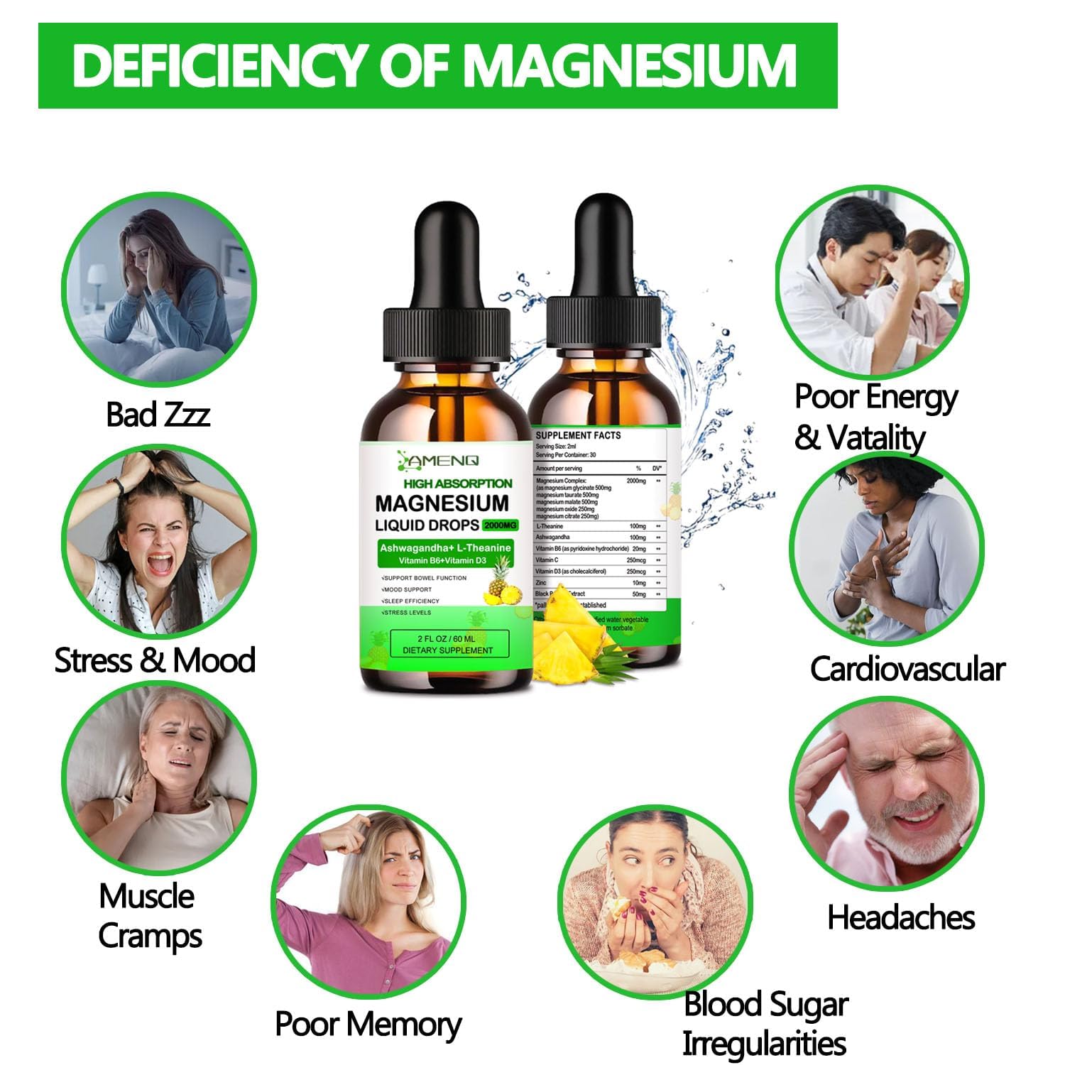 AMENQ hHEALTH etiqueta con ingredientes clave y certificación GMP visible