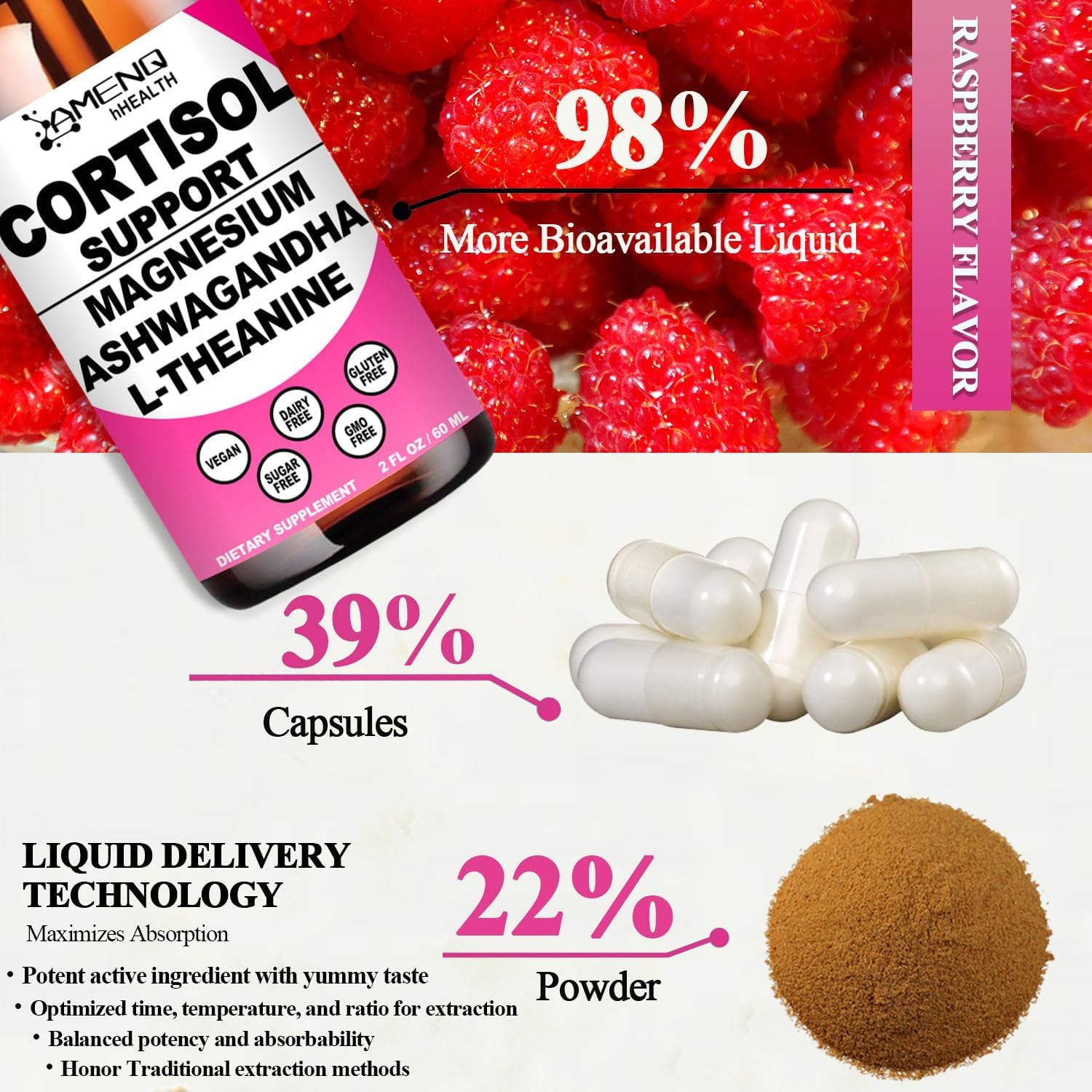 AMENQ hHEALTH frasco con ingredientes naturales que sugiere mezcla 17 en 1