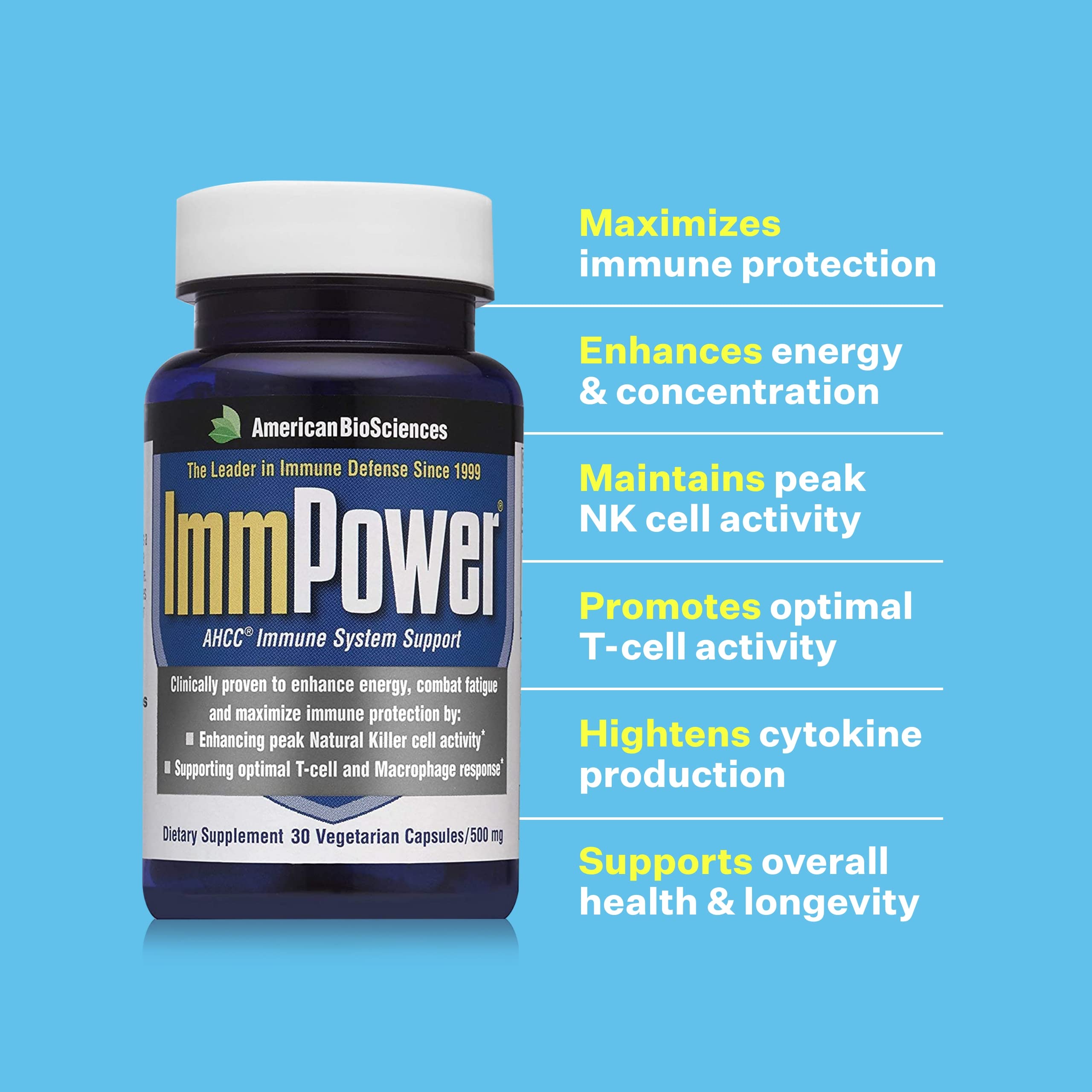 Etiqueta del producto American BioSciences ImmPower con información y confianza