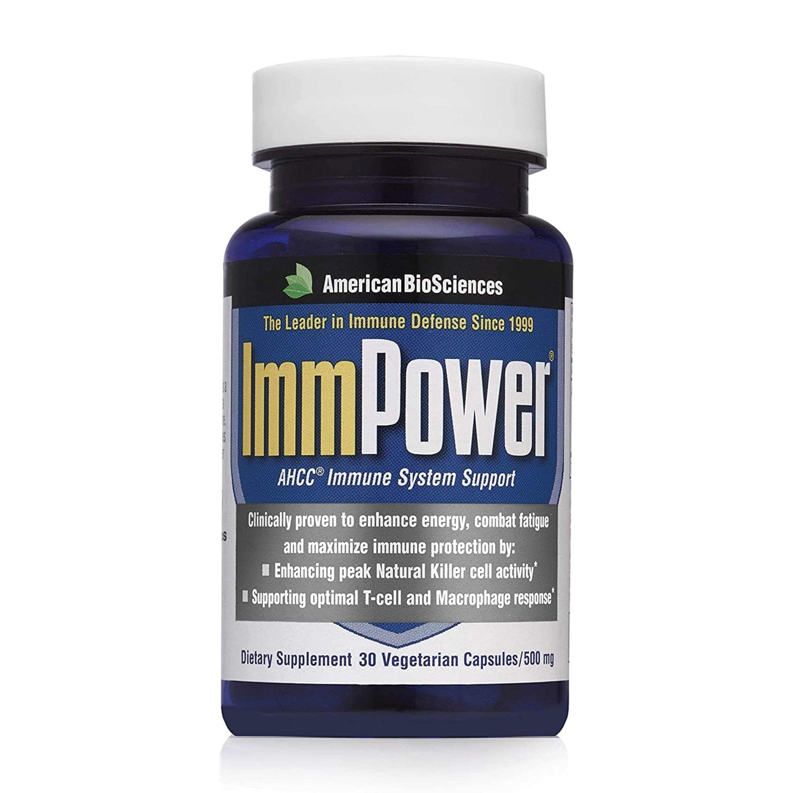 American BioSciences envase ImmPower AHCC frente mostrando beneficio inmunológico