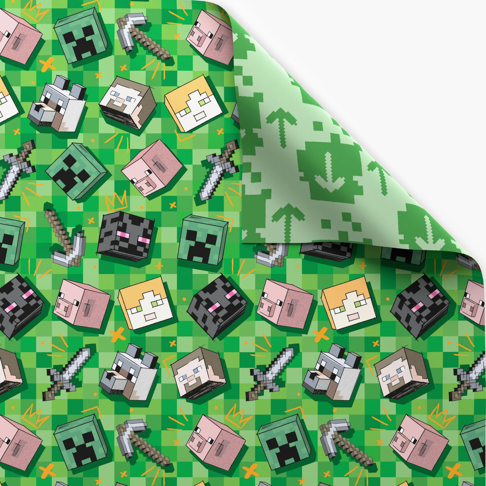 American Greetings regalo envuelto con papel Minecraft, acabado profesional