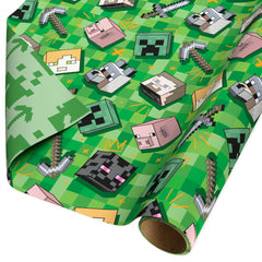 American Greetings papel frontal con personajes Minecraft, presenta diseño llamativo