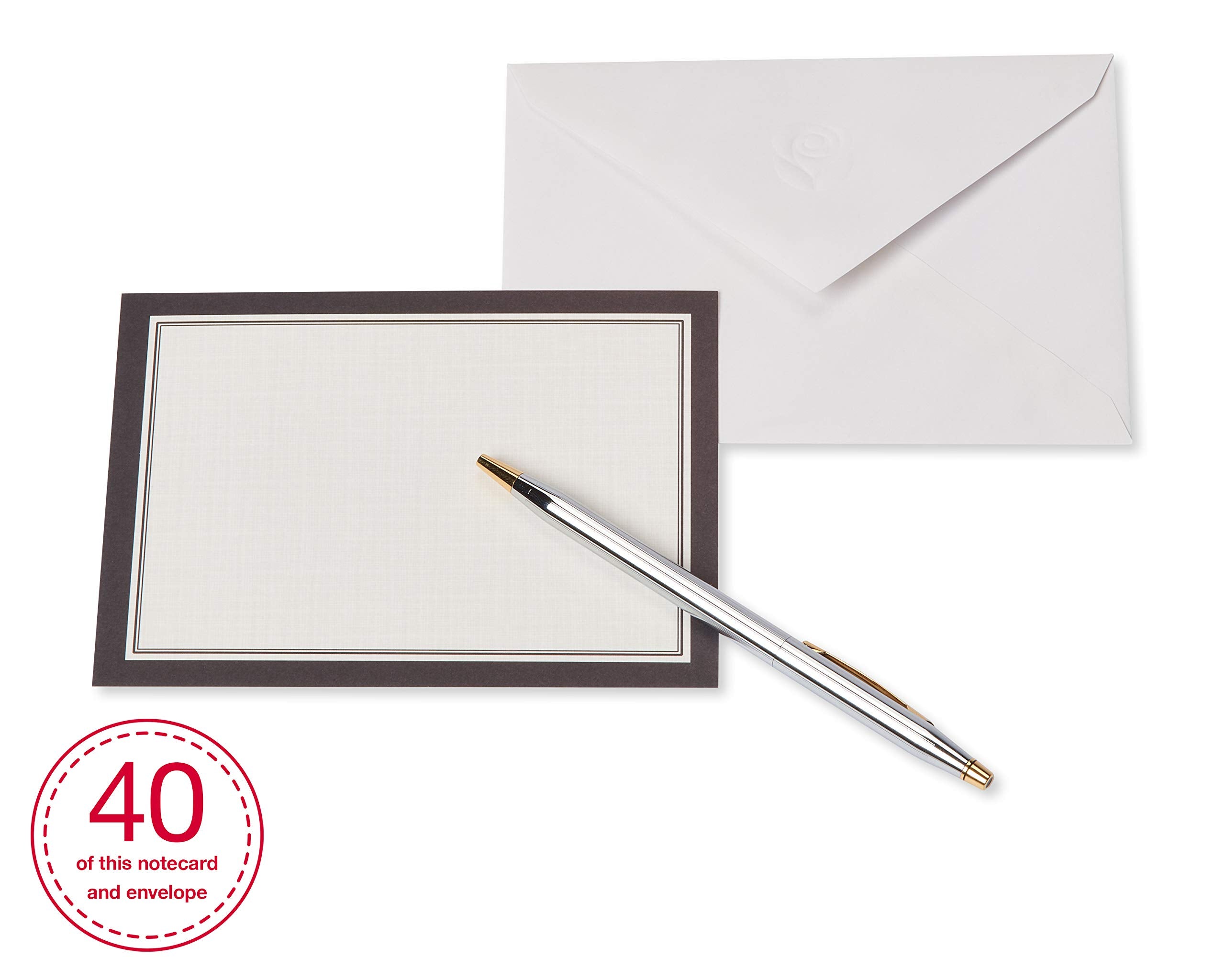 American Greetings sobre blanco con sello en relieve de rosa, cierre refinado