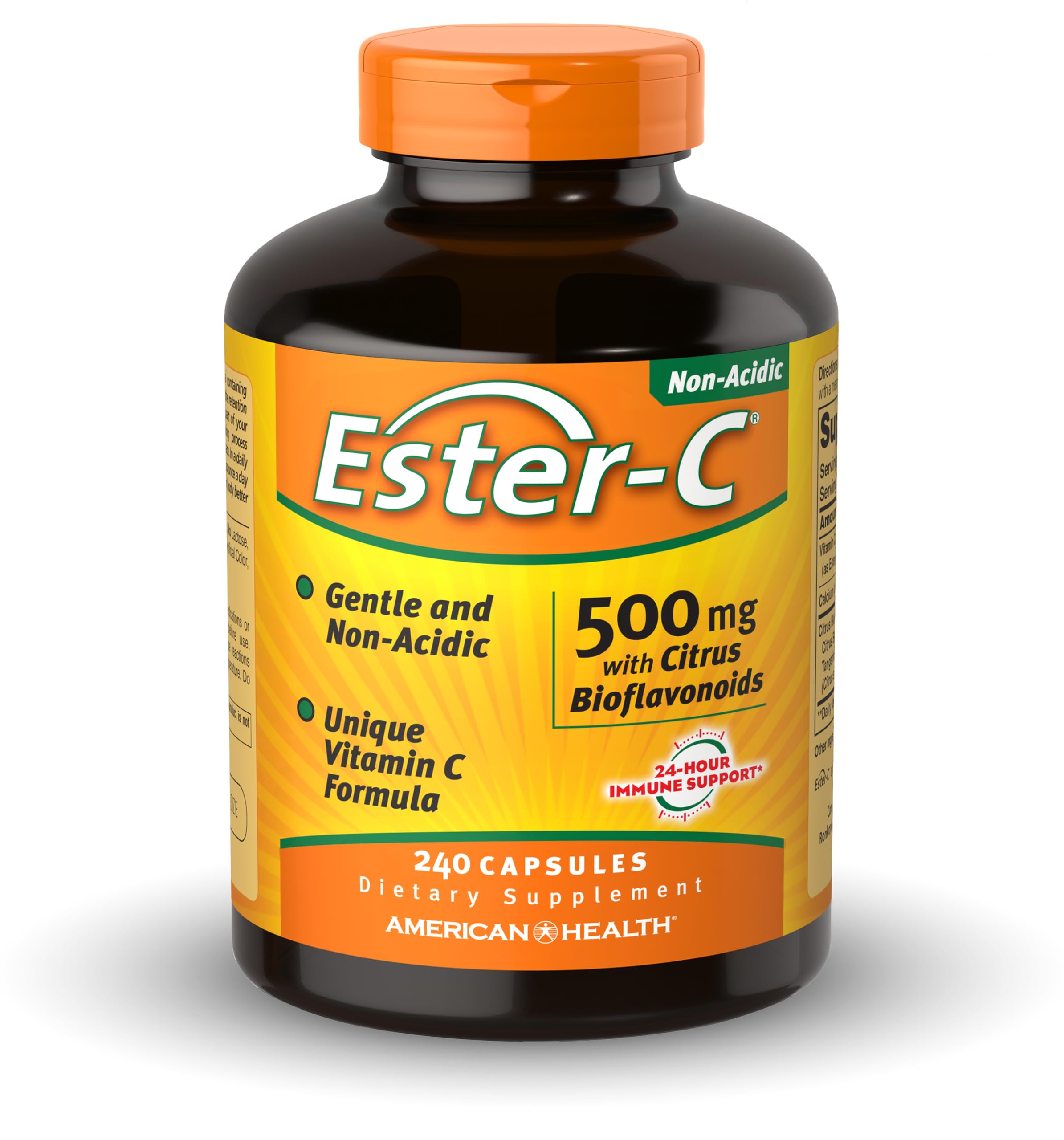 American Health Ester-C vista frontal del envase con beneficios visibles