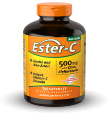 American Health Ester-C vista frontal del envase con beneficios visibles