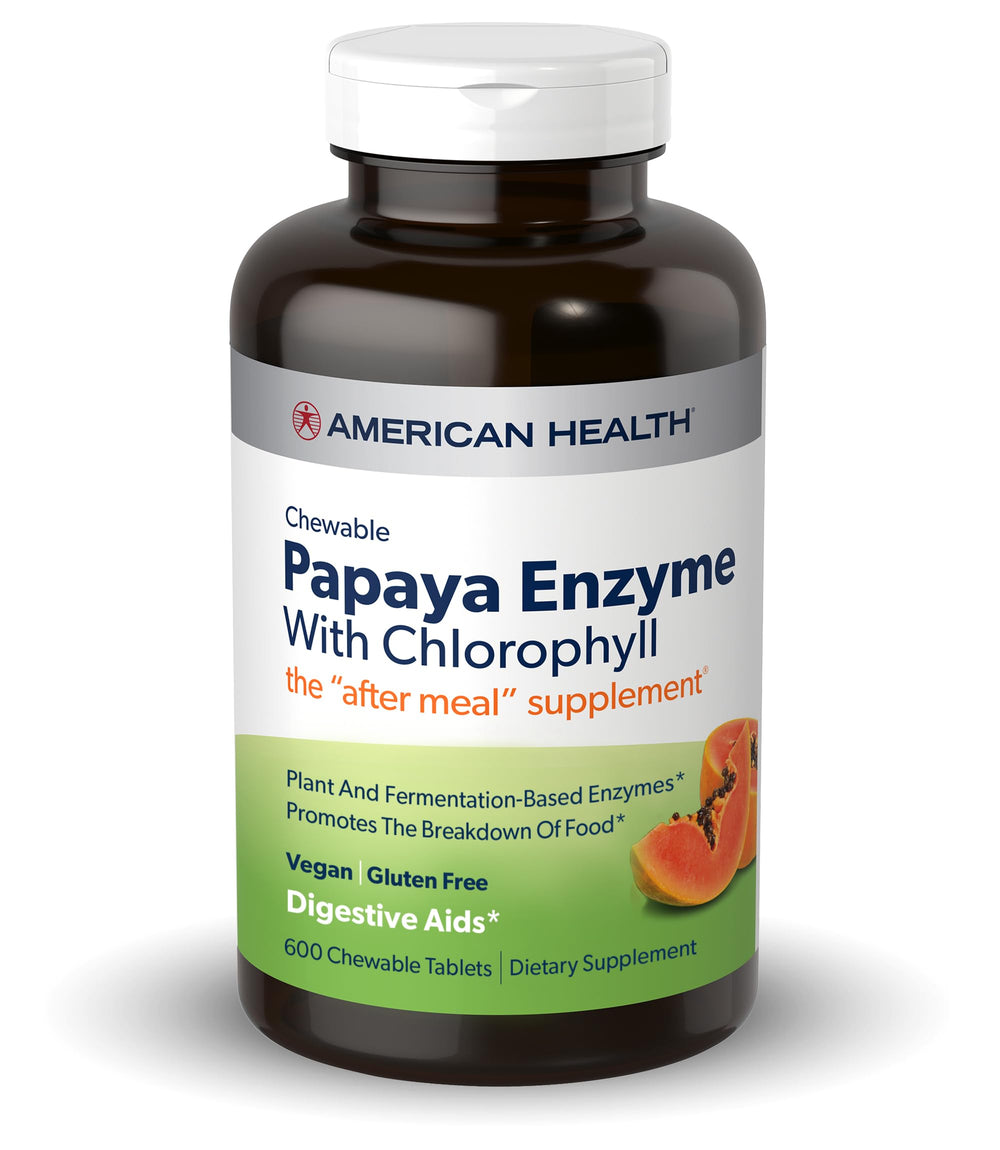 American Health frasco frontal de Papaya Enzyme masticables, presentación grande