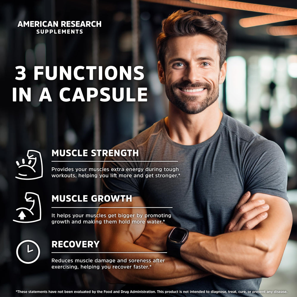 American Research Supplements cápsulas veganas apiladas para fácil ingestión
