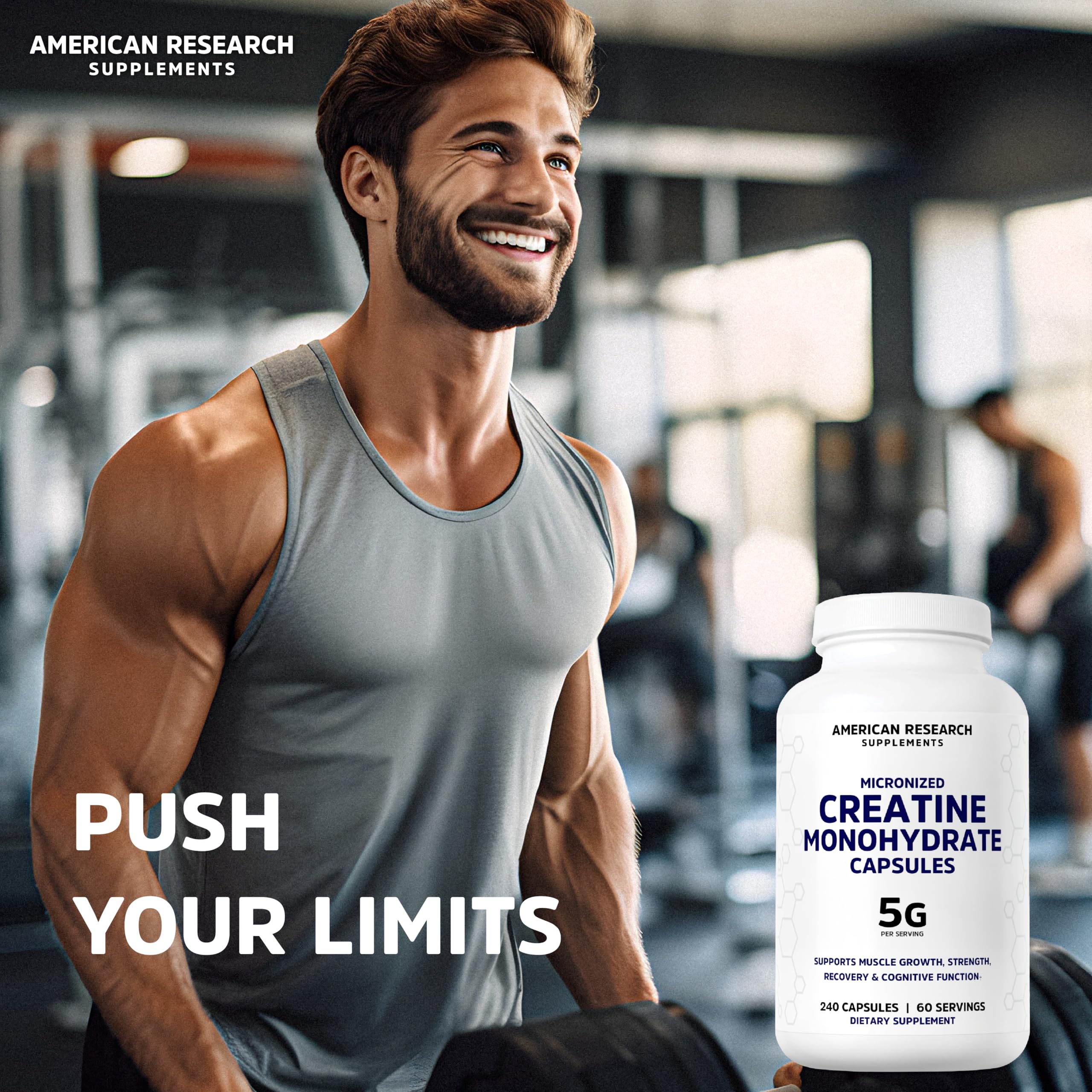 American Research Supplements frasco en mochila de viaje para suplementación continua