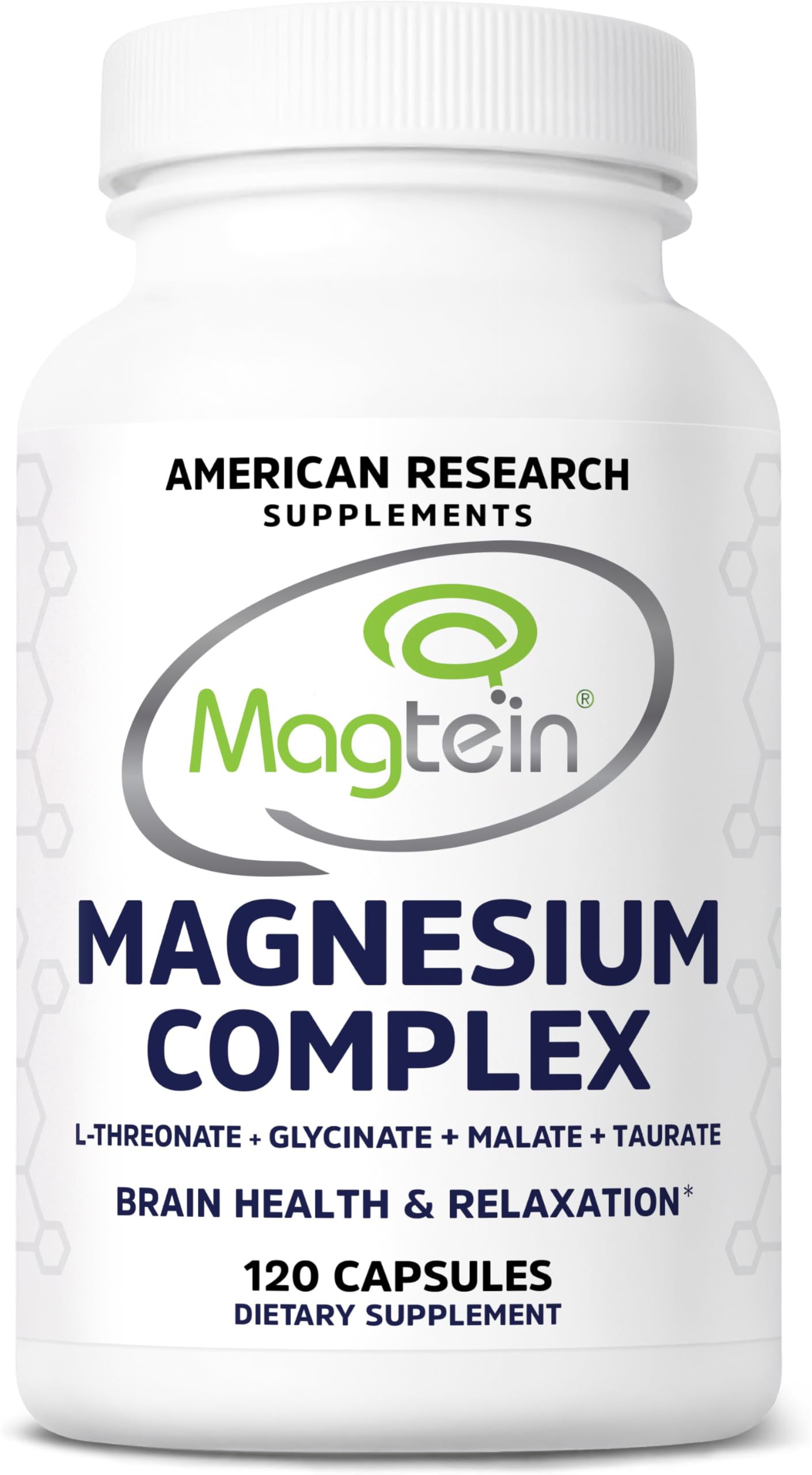 American Research Supplements frasco frontal mostrando 120 cápsulas y beneficios de la mezcla