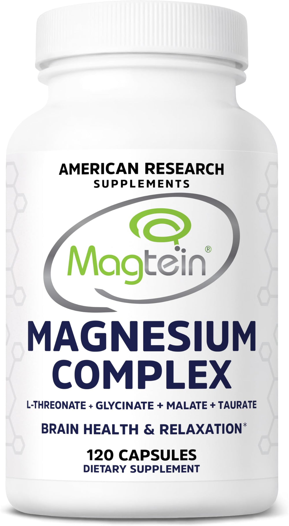 American Research Supplements frasco frontal mostrando 120 cápsulas y beneficios de la mezcla