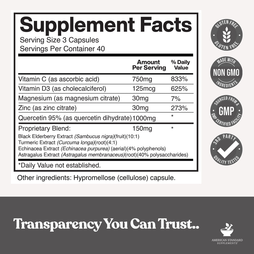 Detalle de la etiqueta American Standard con lista de ingredientes y certificaciones