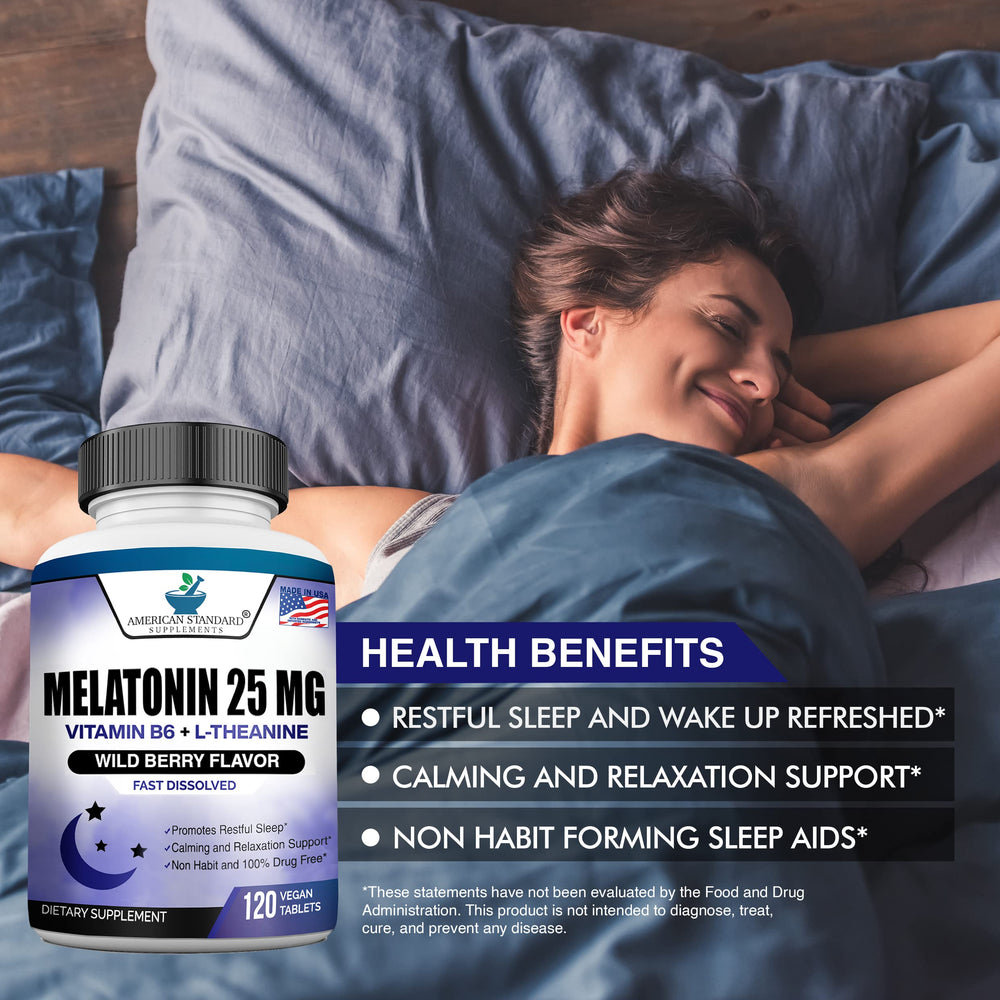 American Standard Supplements etiqueta con ingredientes L‑Teanina y vitamina B6 legible